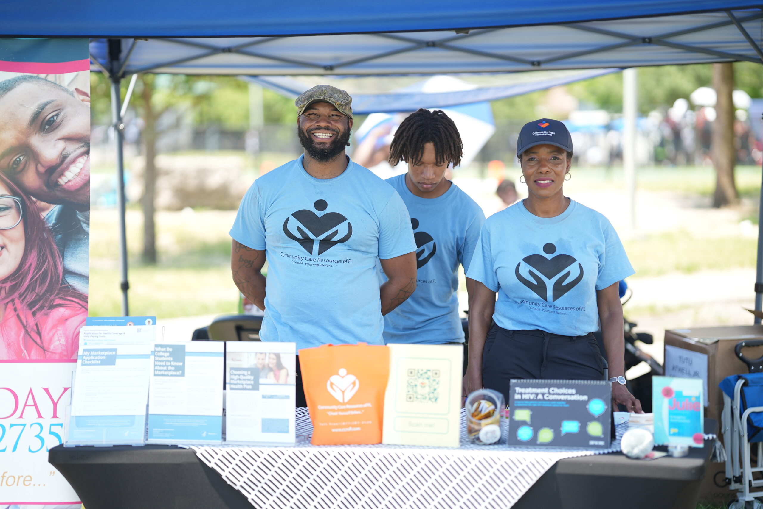 Community partner activation table at a foundation event