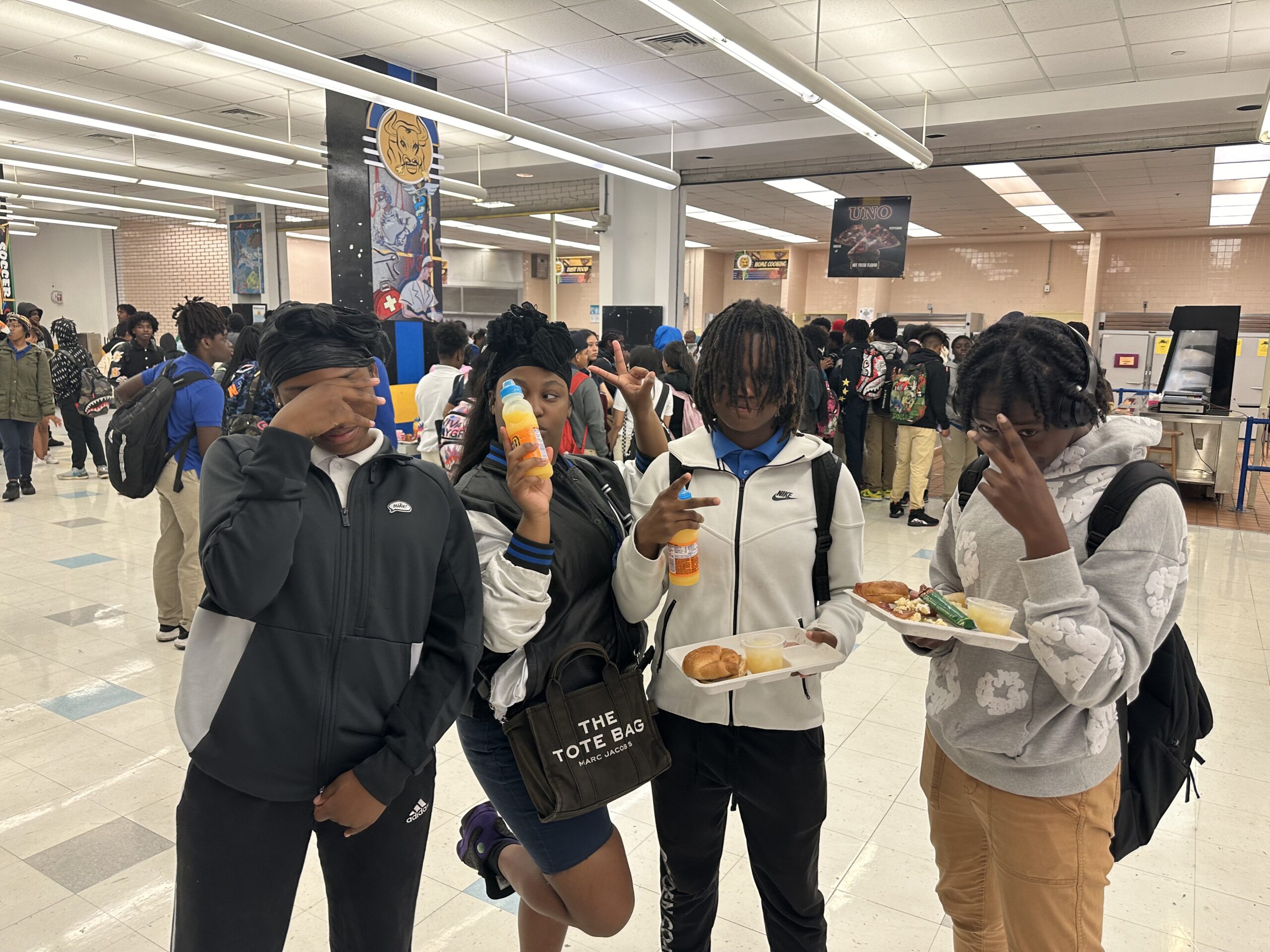 Students receiving breakfast support